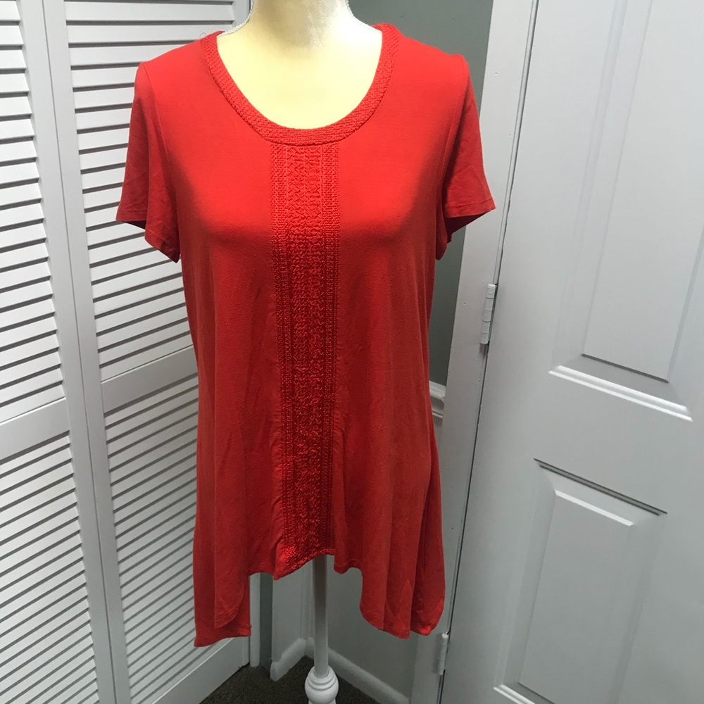 Adrianna Papell Orange / Red Tunic Shirt